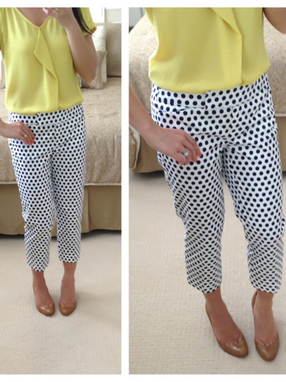 Ann Taylor Signature Cropped Pants, Navy Polka Dot 8P